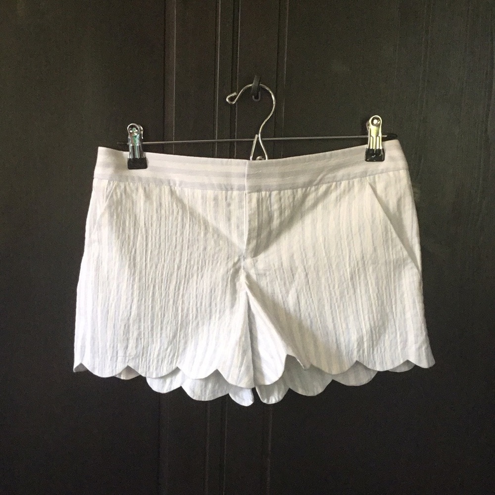 Club Monaco Amber Shorts Striped Scallop Blue